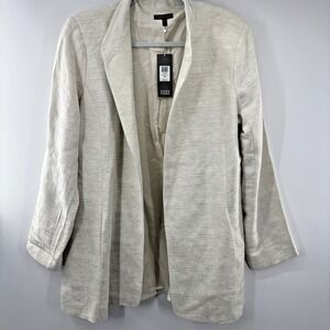NWT Eileen Fisher Gold Long Sleeve Jacket Blazer Size L Polished Cotton Textured